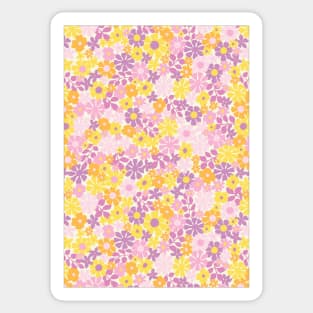 RETRO FLORAL PATTERN 70S  GROOVY PEACH PINK PURPLE YELLOW ORANGE FLOWER MARKET SCANDINAVIAN MEADOW MIDSOMMAR Sticker